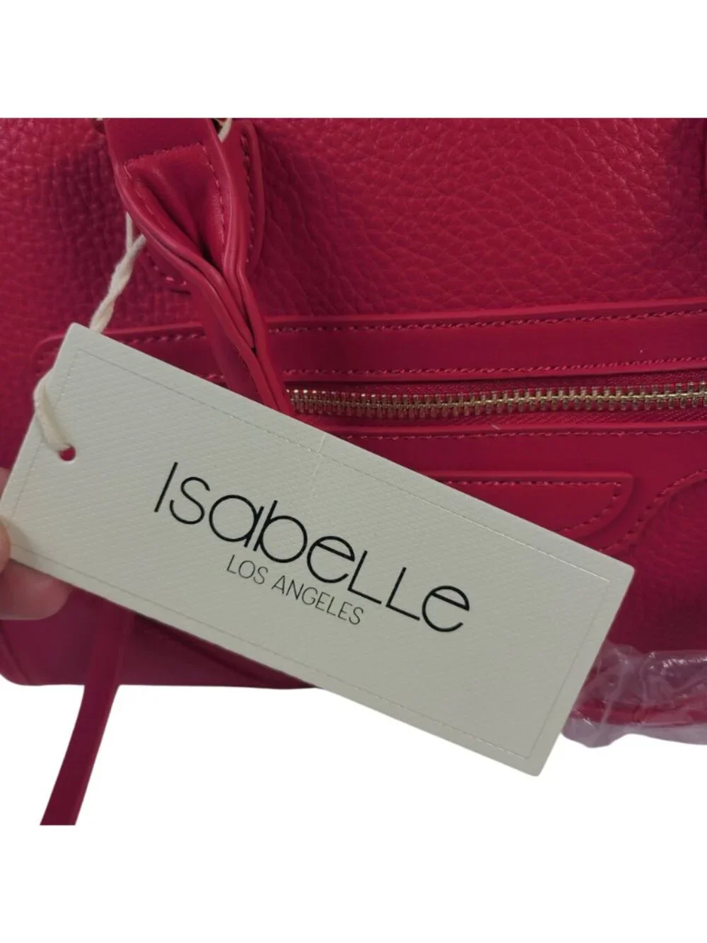 NEW Isabelle Los Angeles Vegan Leather Satchel Handbag Gold Hardware Pink